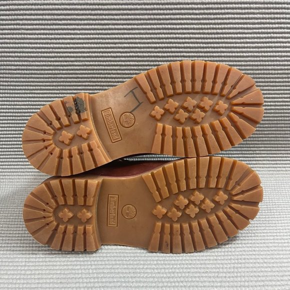 Timberland Youth Kids Size 2 Classic 6 inch Burgundy Red Premium Leather Boots - Picture 10 of 12